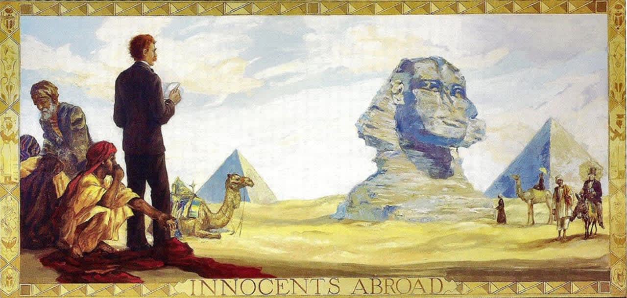 "Innocents Abroad" mural featuring Mark Twain, by Justin Gruelle