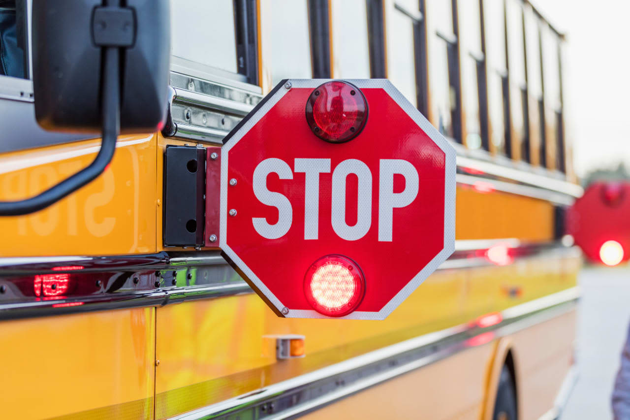A school bus stopping.