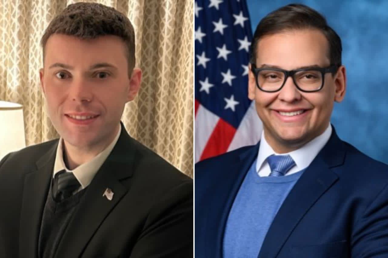 Derek Myers (left) filed a police report with the US Capitol Police and a complaint with the Office of Congressional Ethics on Friday, Feb. 3, accusing New York Rep. George Santos of ethical violations and sexual harassment.