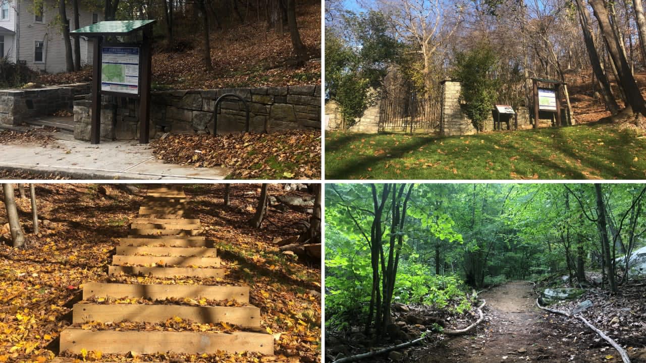 Renovations to Peekskill's Fort Hill Park include improved trails, new wooden staircases, and new signage.