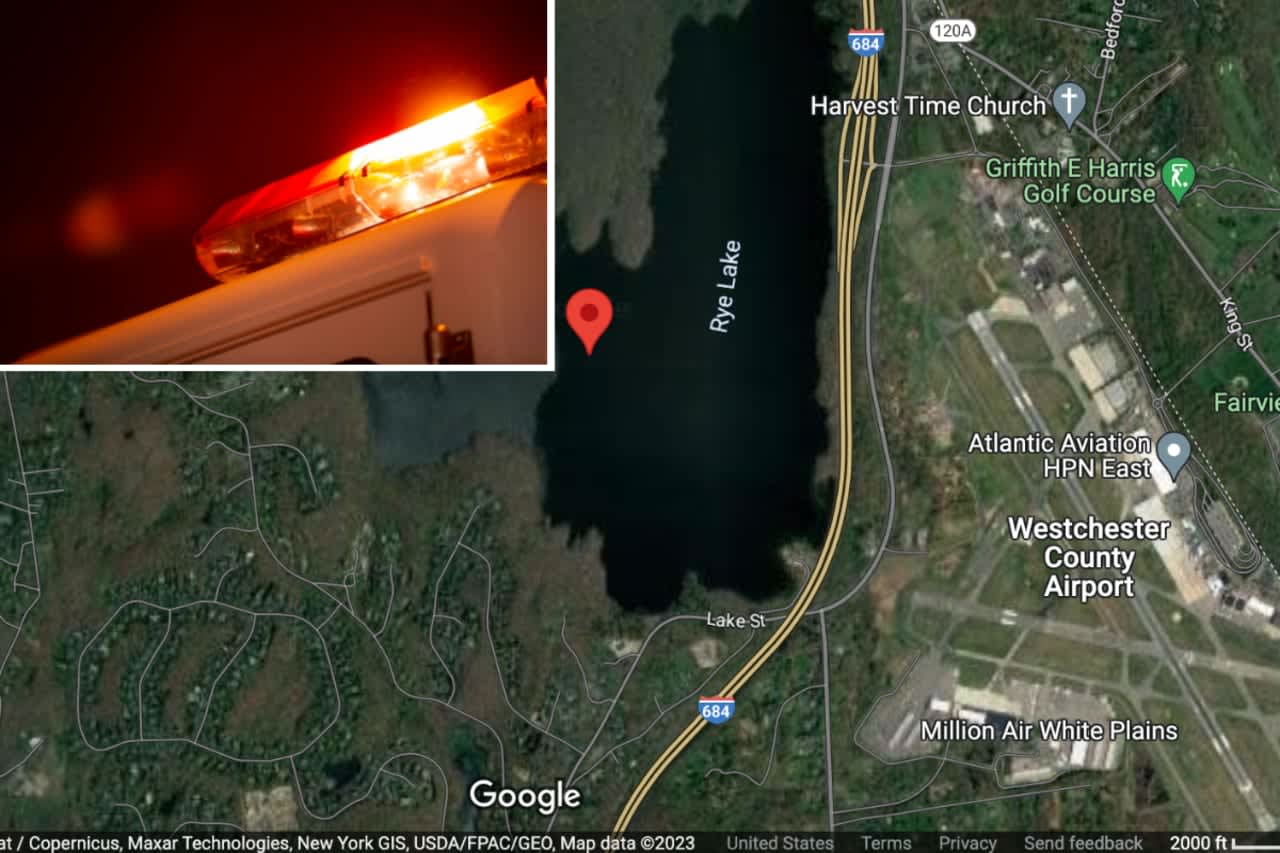 The identities have been released of two people who were killed after a small plane crashed near Westchester County Airport on Thursday, Jan. 19. The wreckage was found near Rye Lake (marked in red).