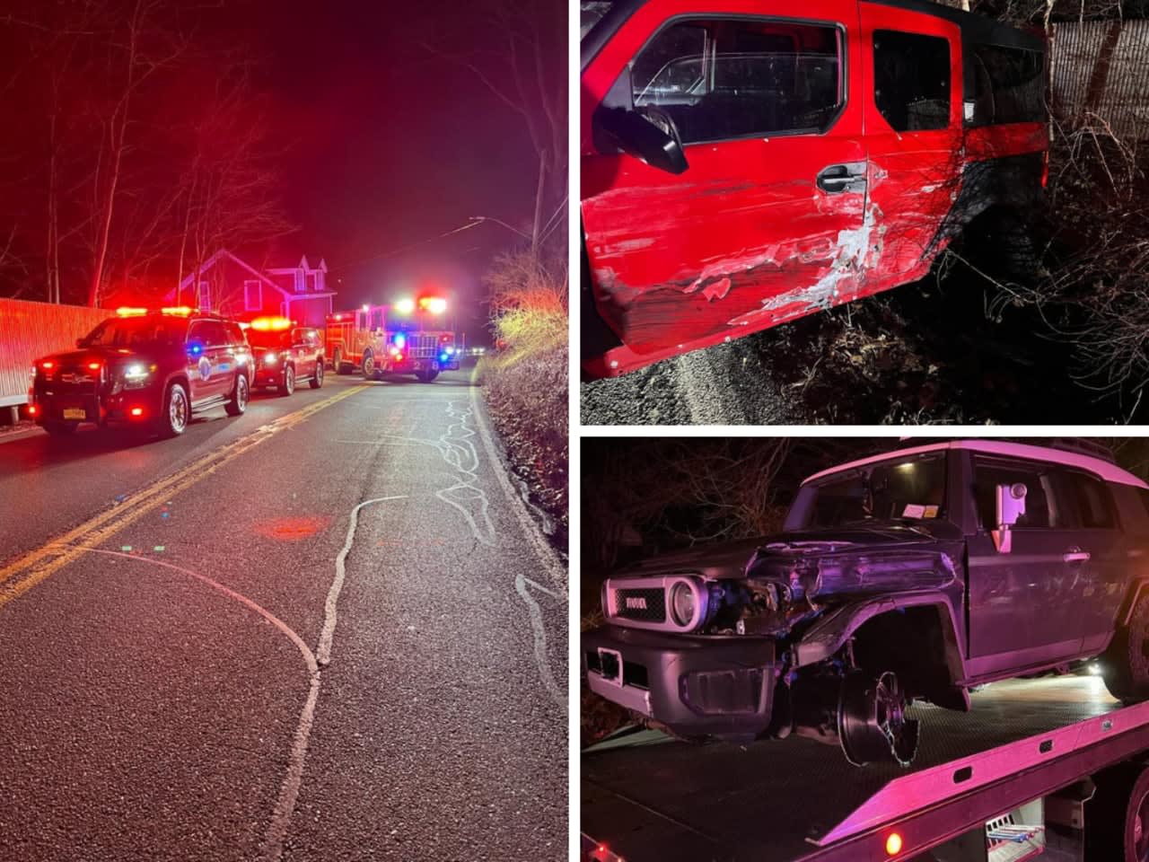 An accident in Croton Falls on Stoneleigh Avenue near the Putnam County line caused injuries and left two vehicles banged up.