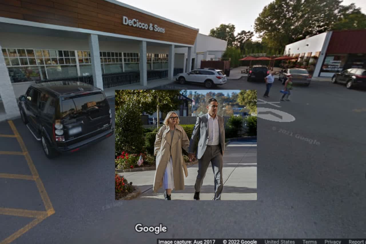The scene from "The Watcher" at DeCicco & Sons in Larchmont featured Naomi Watts and Bobby Cannavale (inset).