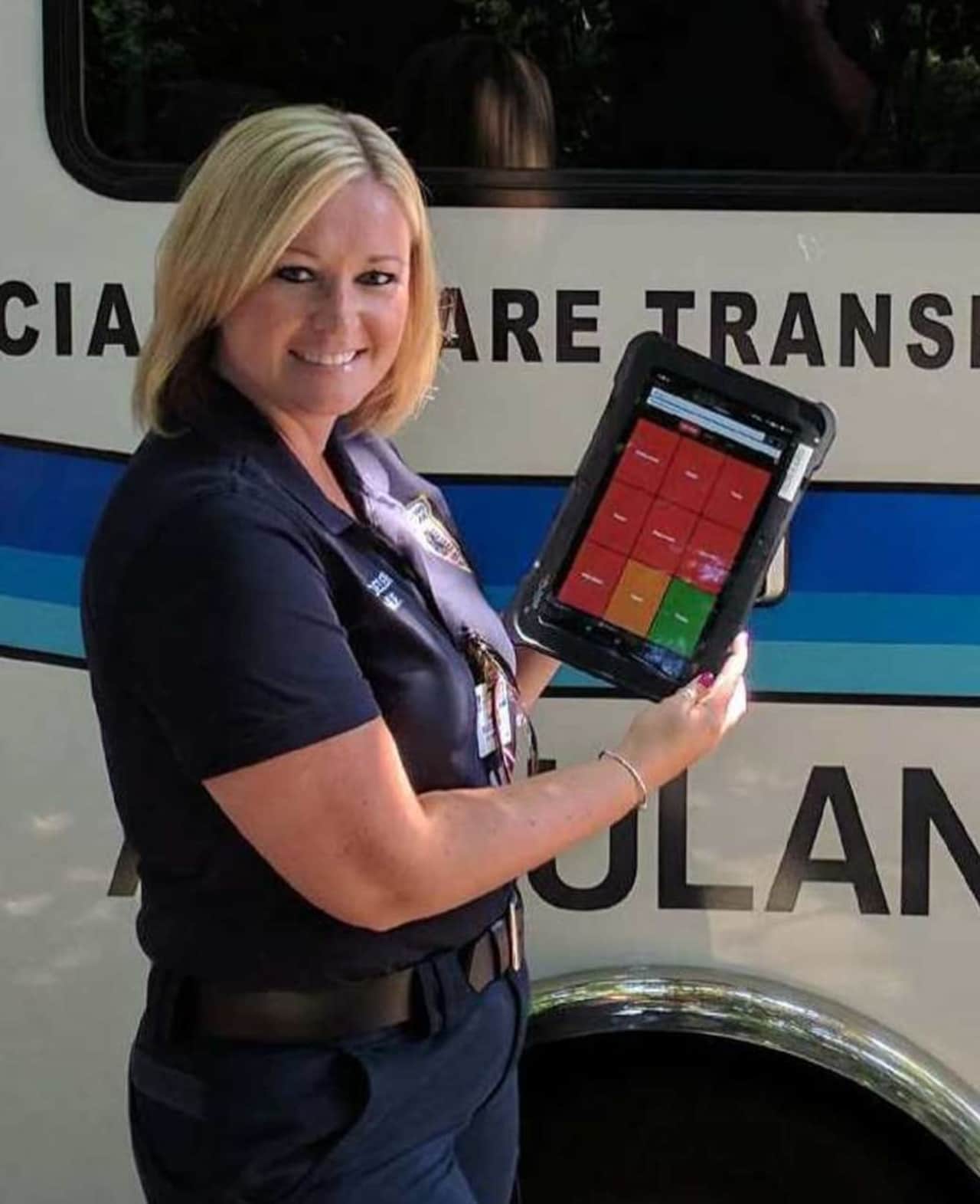 Tamara Baldesweiler, R.N., a member of Valley's Specialty Care Transport Unit, uses the Twiage app.