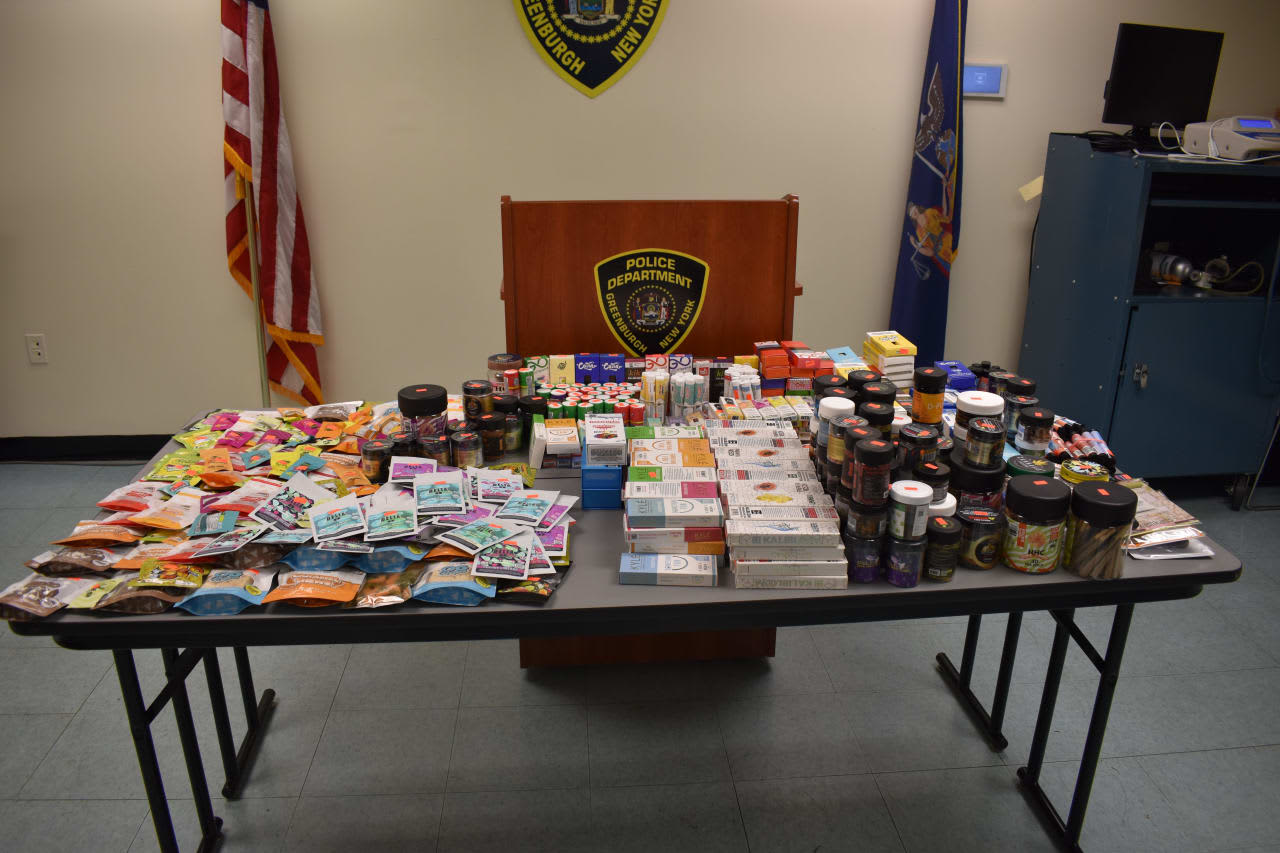 Many illegal THC and flavored vape products were seized from a smoke shop in Westchester County by Greenburgh Police.