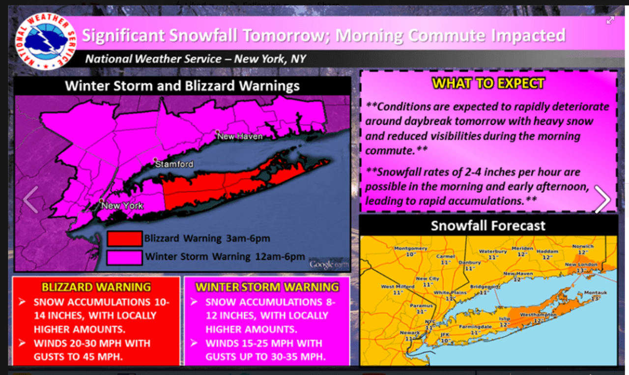 A Winter Storm Warning is in effect from midnight until 6 p.m. Thursday.