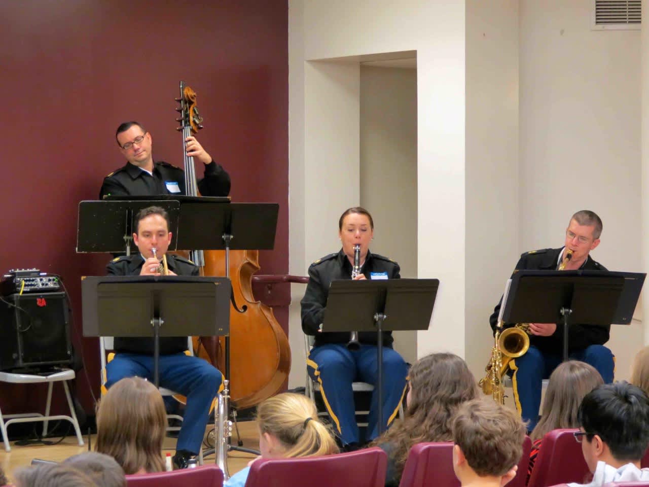 West Point's Quintet Seven perform for Briarcliff band students.