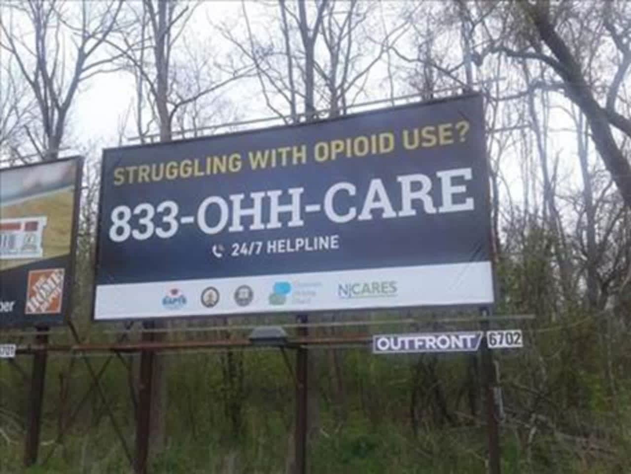833-OHH-CARE, an 24/7 opioid use helpline, will be featured on billboards, buses and train stations all across the county. This one is along Route 9.