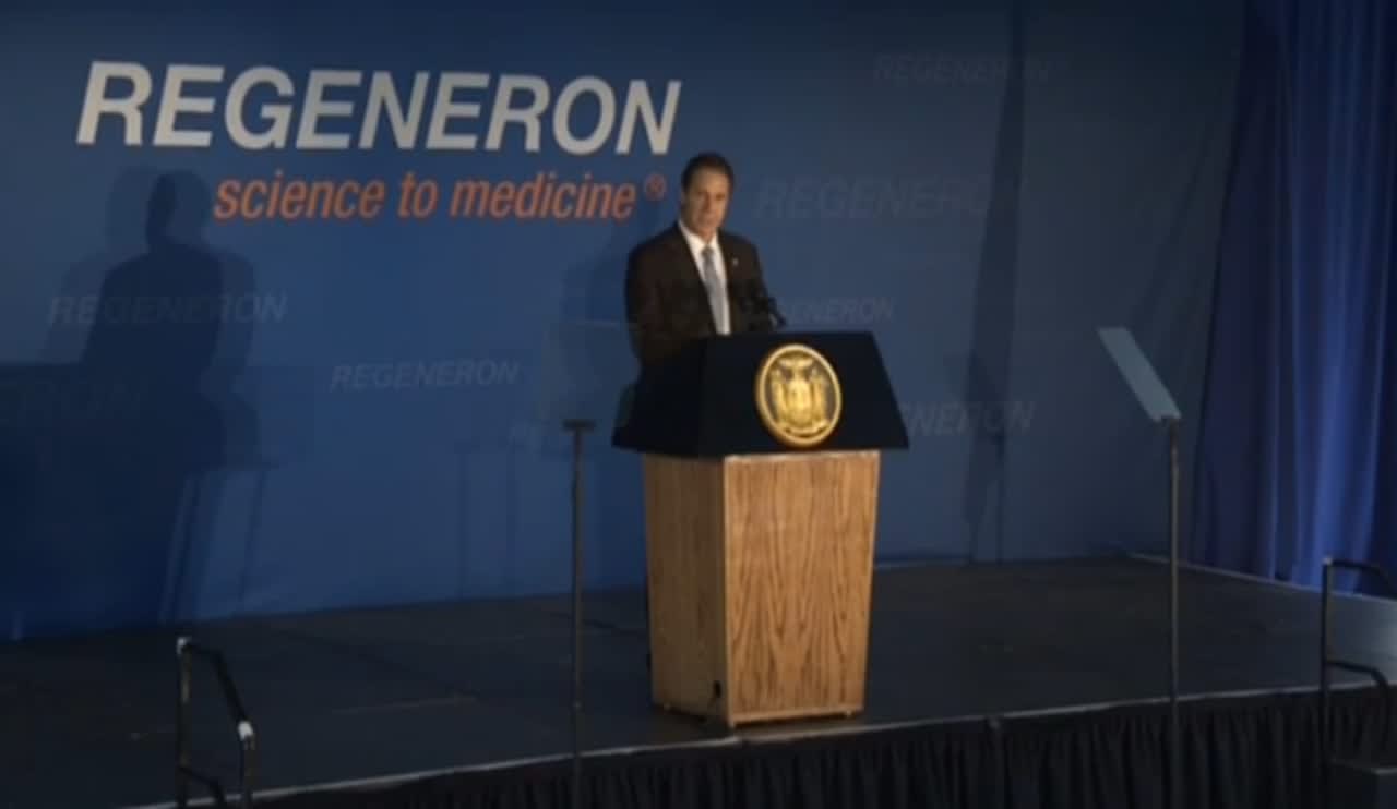 Gov. Cuomo at the grand opening of two new buildings at the Regeneron Pharmaceuticals campus in Tarrytown on Thursday.