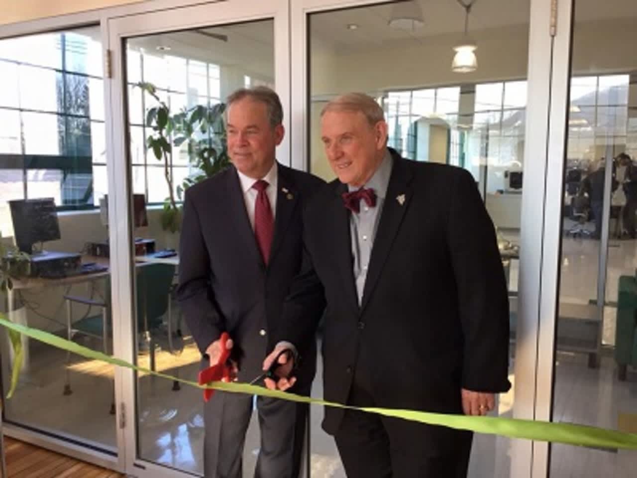 Rockland County Executive Ed Day, left, and Cliff Wood, president of Rockland Community College, cut the ribbon on the new career center in Haverstraw.