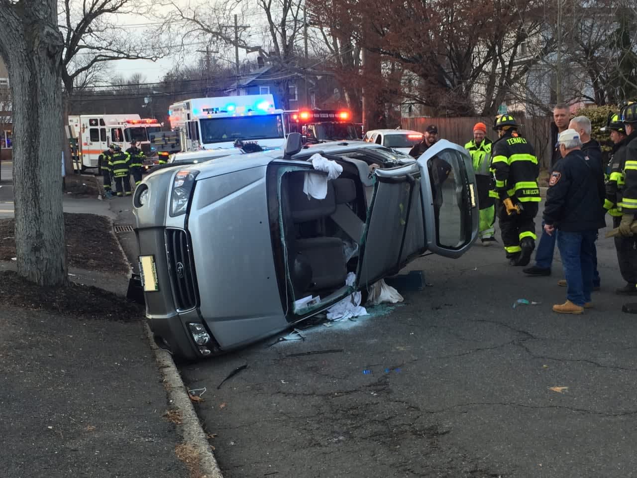 Tenafly firefighters freed the trapped driver.