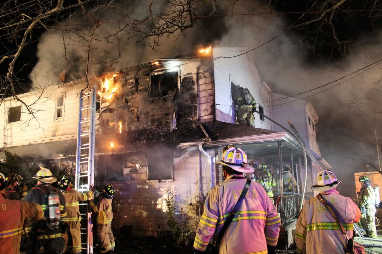 Firefighters battled the Elmwood Park blaze for nearly two hours.