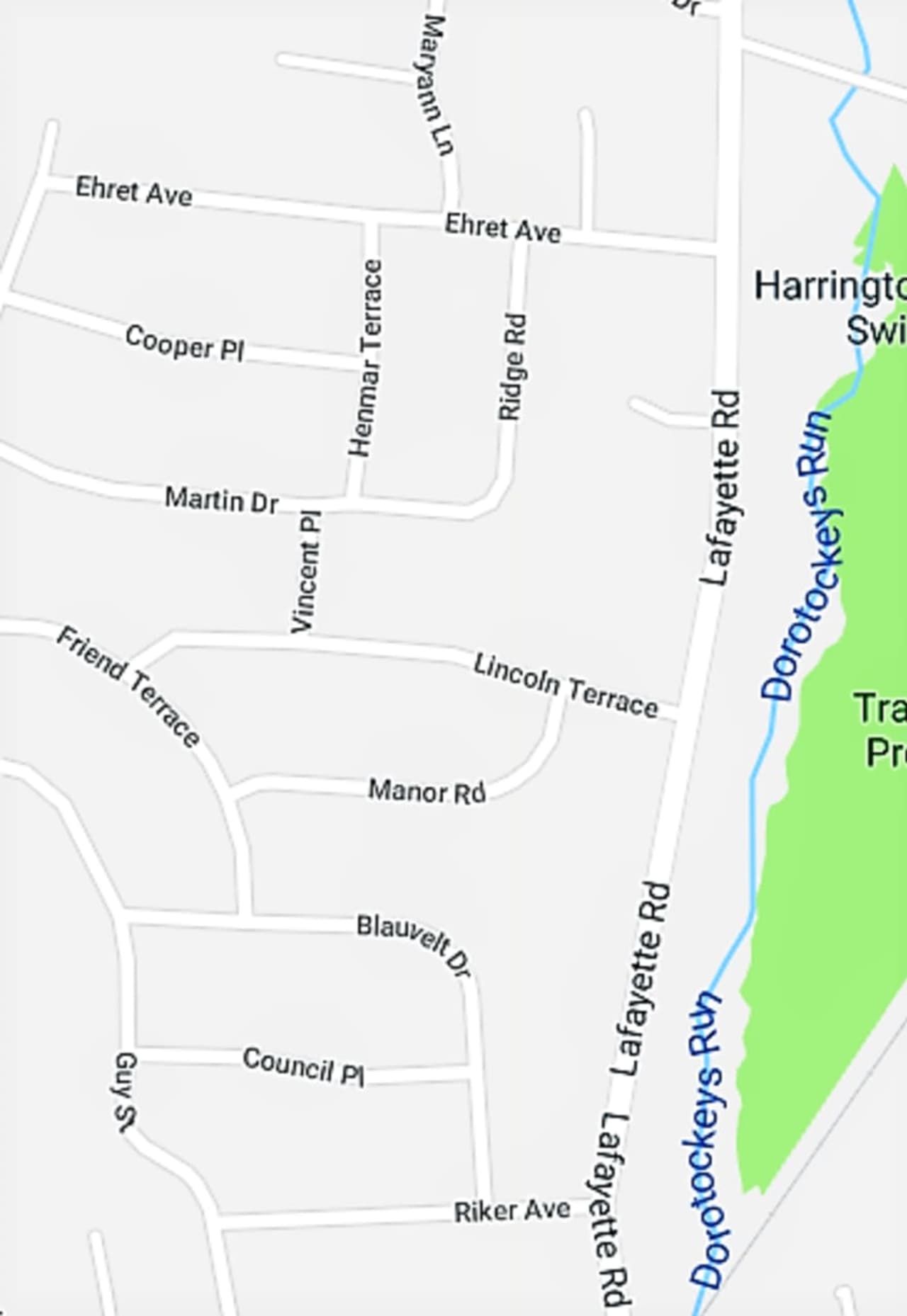 The Harrington Park vehicles were stolen or broken into over the weekend in the area outlined on this map.