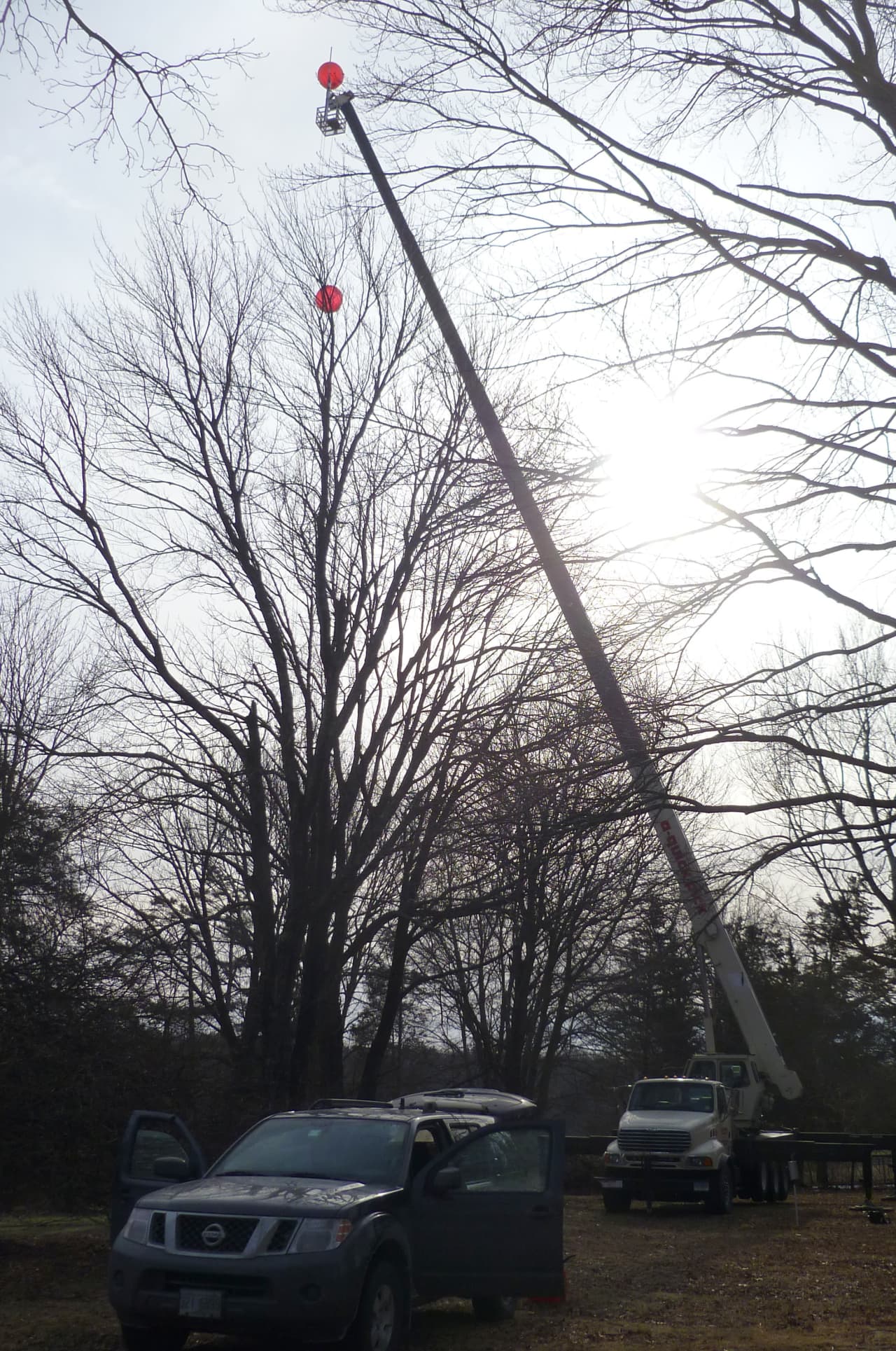 Balloons like the ones seen here were floated above the transfer station in New Canaan by AT&T to test it as a possible location for a cellphone tower. 