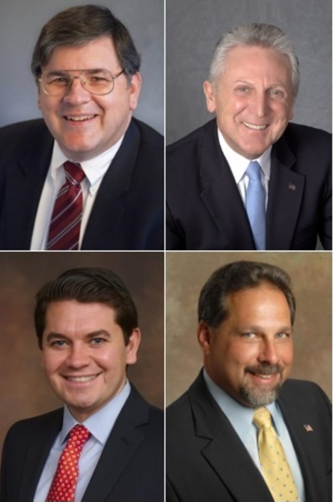 Clockwise, from top left: Matt Miklave, Harry Rilling, Andy Garfunkel and Vinny Mangiacopra all hope to win the Democratic Party's nomination for the Norwalk mayor's race in  a primary next month.