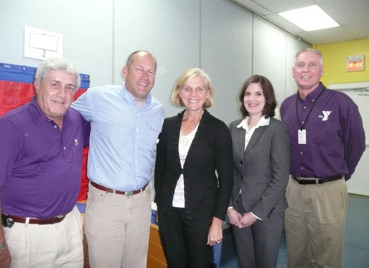 The Wilton Family YMCA Board of Directors welcomed new members. From left are Board President Howard Steinberg, new members John Hess, Pam Kelley and Sybil Lombillo and Y Executive Director Bob McDowell. 