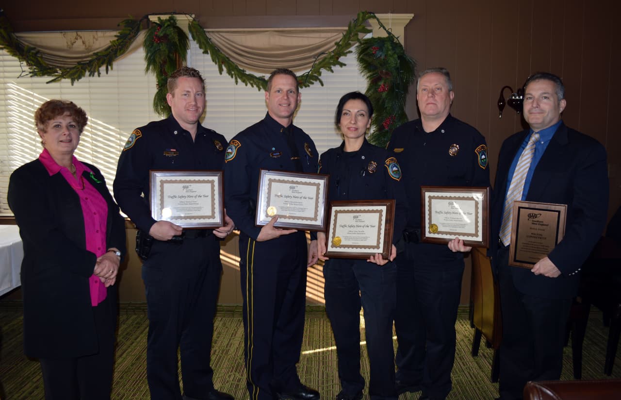 The Wilton Police Department and four officers were recognized by AAA for traffic safety achievements. 