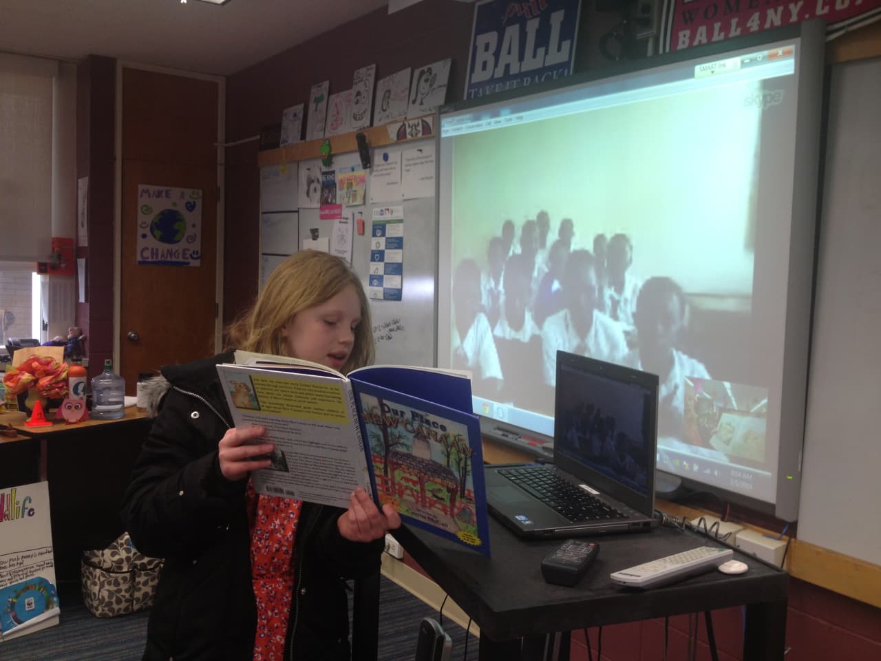 Fifth graders at New Canaan Country School celebrated World Read Aloud Day with friends in Tanzania.