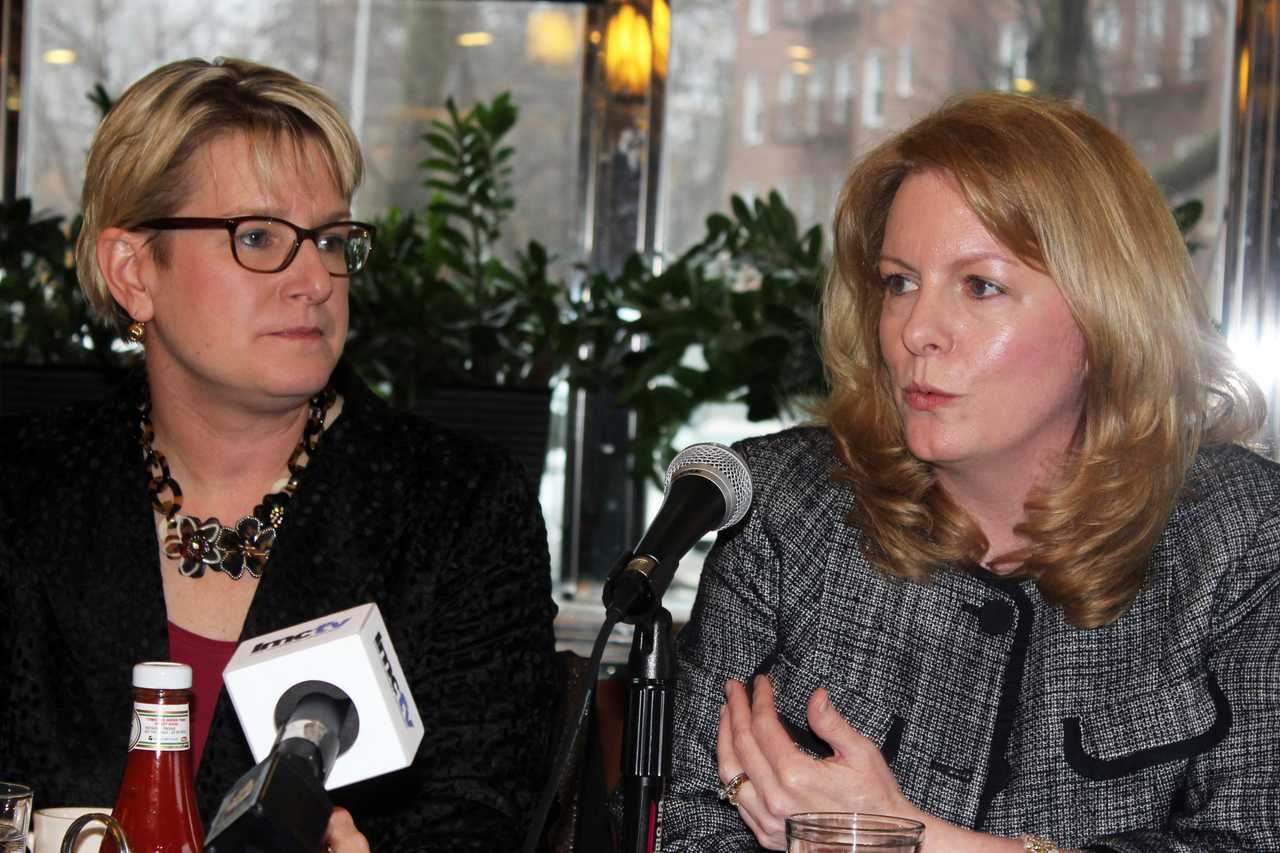 Assistant Superintendent for Curriculum Annie Ward, left, and Teacher Colleen Melnyk spoke about the issues. 