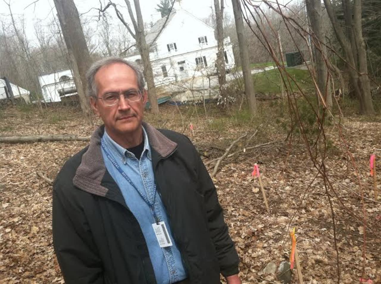 Silver Hill Hospital facility manager Frank Morabito stands on site of new cell tower in New Canaan.