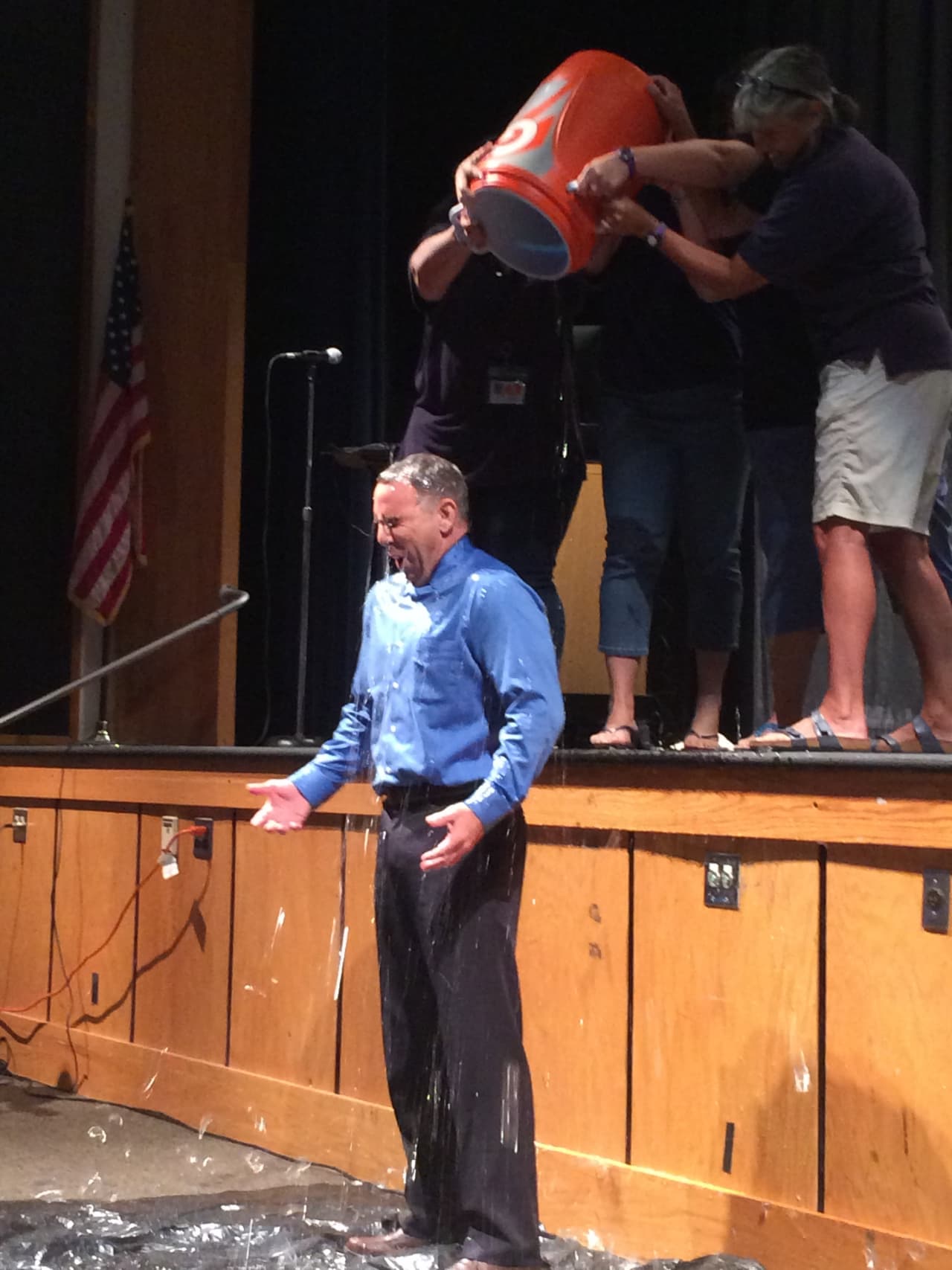 James Kaishian, superintendent of Briarcliff Manor School District, completes ALS Ice Bucket Challenge.