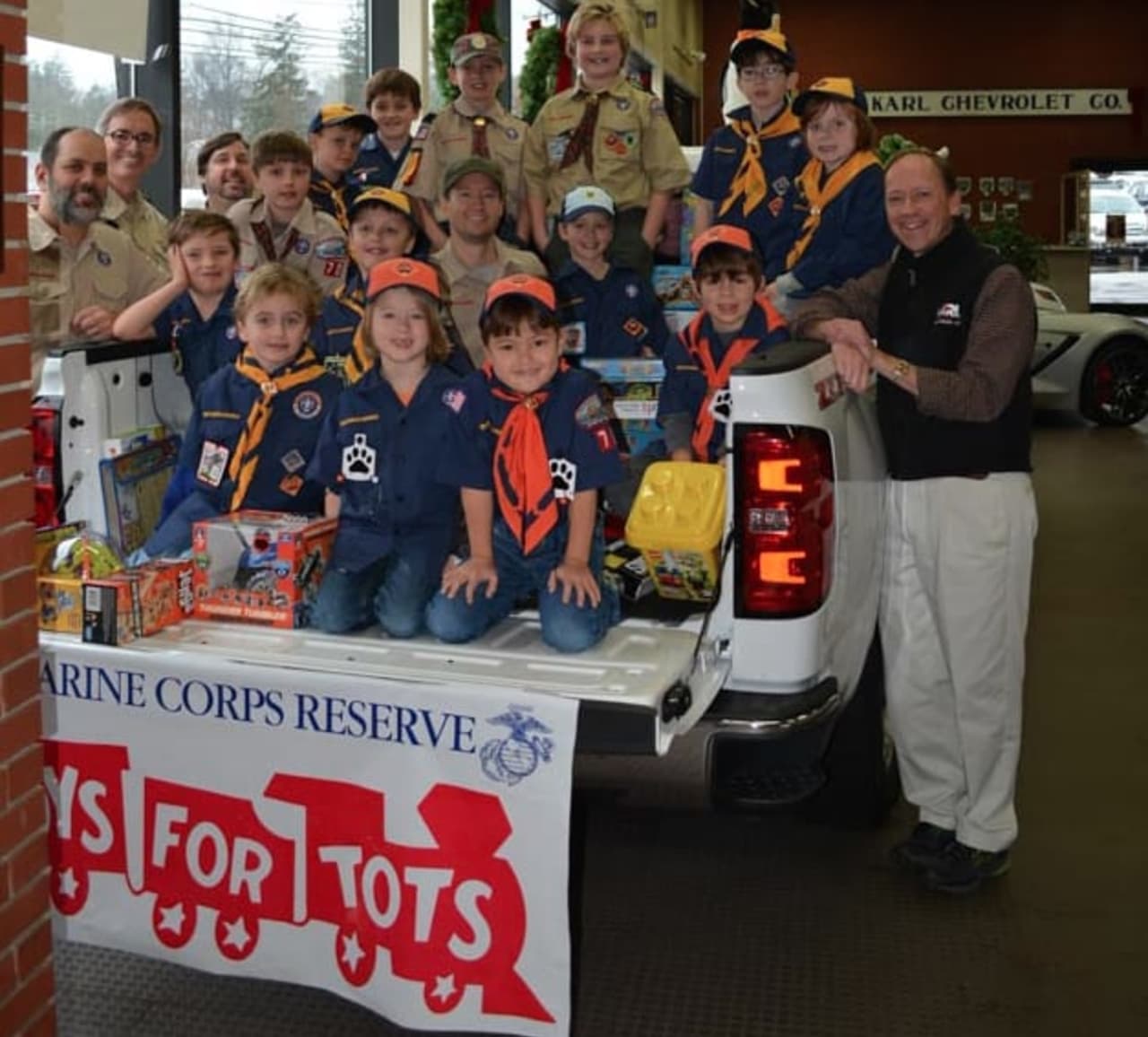 New Canaan's Cub Scout Pack 70 at KARL Chevrolet this past Saturday. 