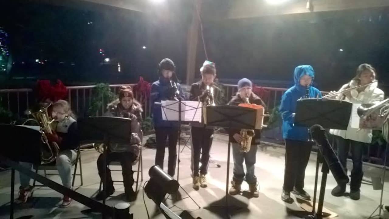 Briarcliff Middle School band students entertained guests at the Village of Briarcliff Manors annual Holiday Sing-Along at Law Memorial Park.