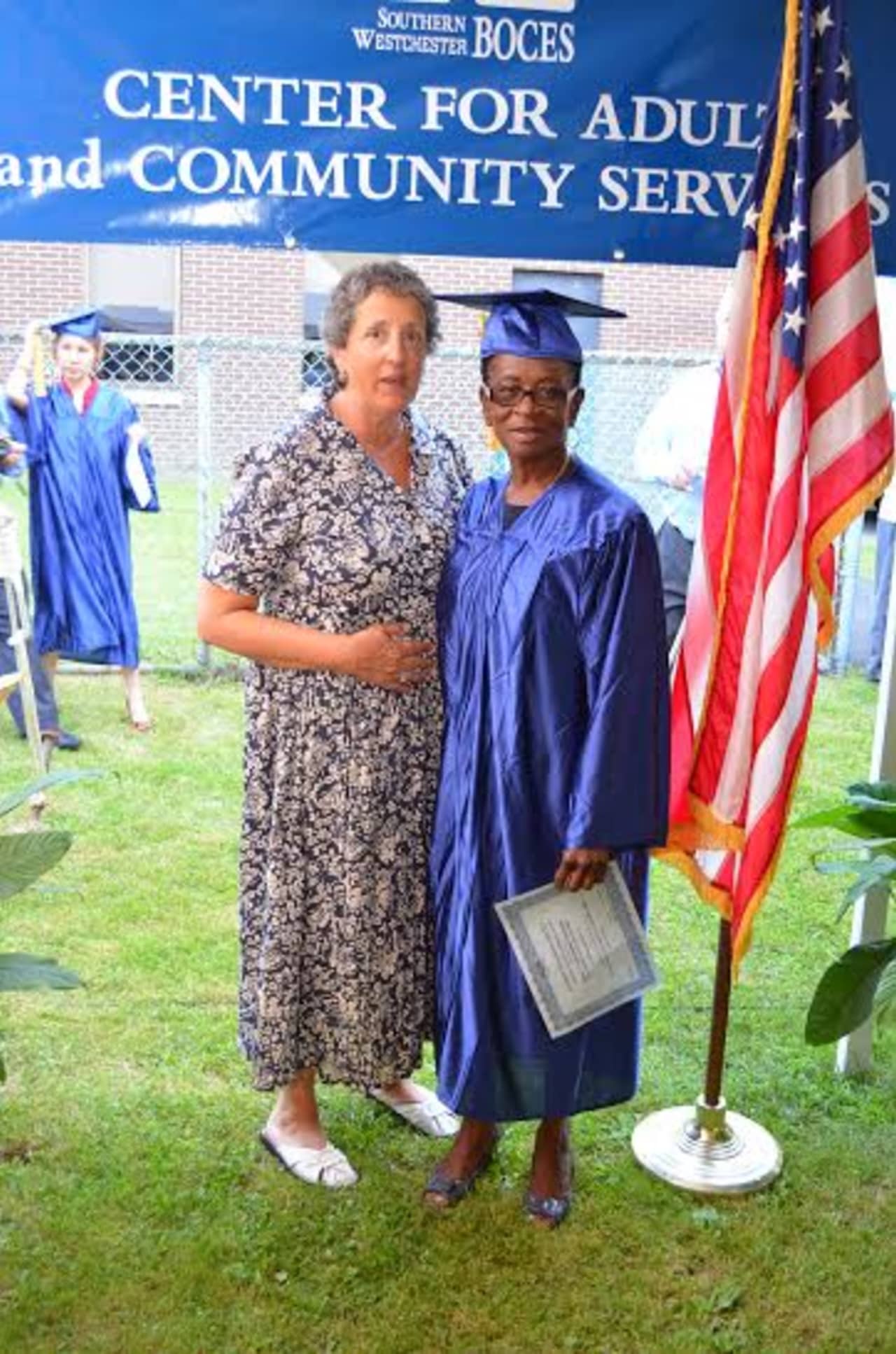 Jane Dixon, a teacher of the SWBOCES Adult Learning Program, pictured with a student who graduated last June.