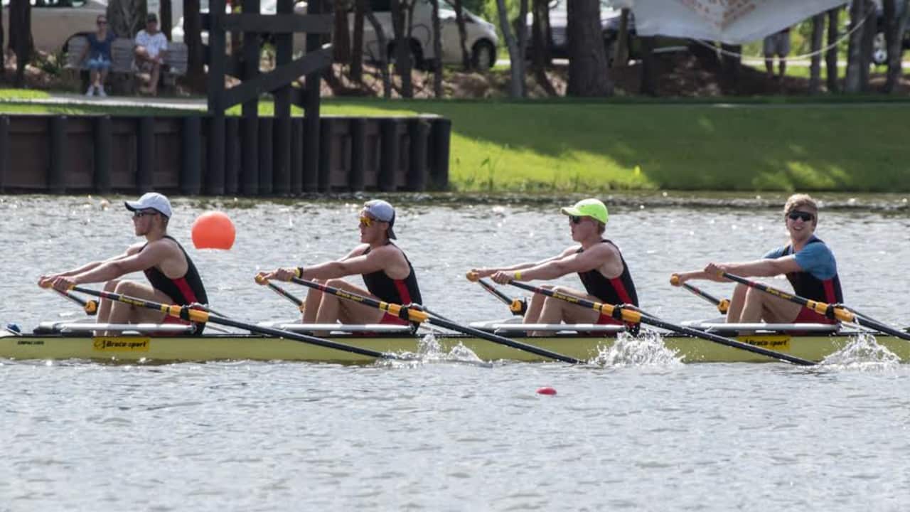 New Canaan Crew, with Andrew Langalis, David Orner, Aidan Bridwell and Colt Dewolf won a gold medal Sunday at the USRowing Youth National Championships in Florida.
