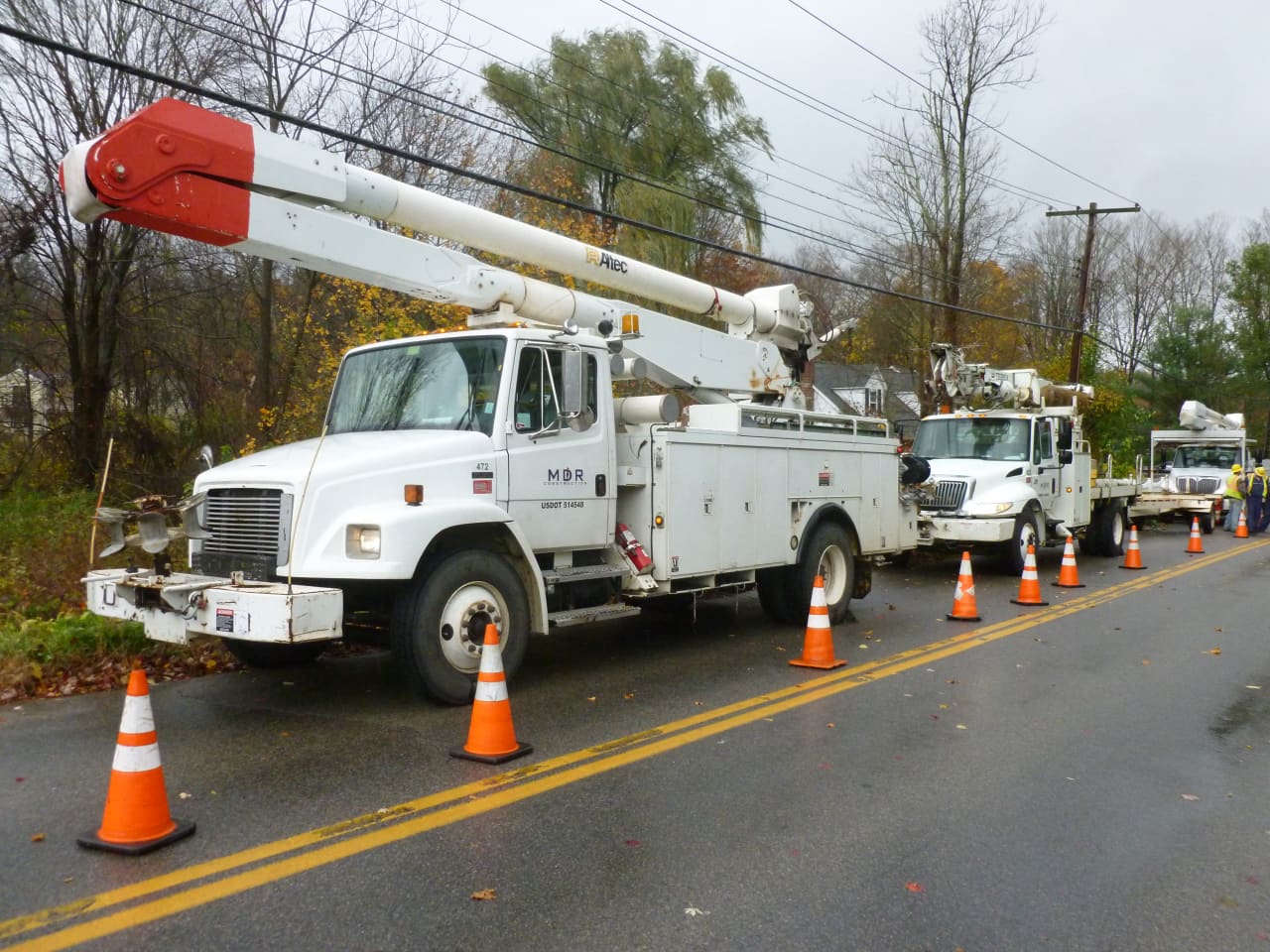 Road crews worked to repair power lines that left 2,500 Ossining residents without power Monday afternoon.