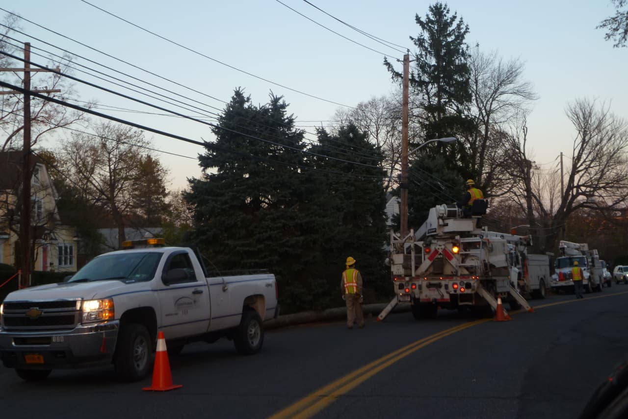 Consolidated Edison crews have been working to restore power in Harrison since Hurricane Sandy struck on Oct. 29.