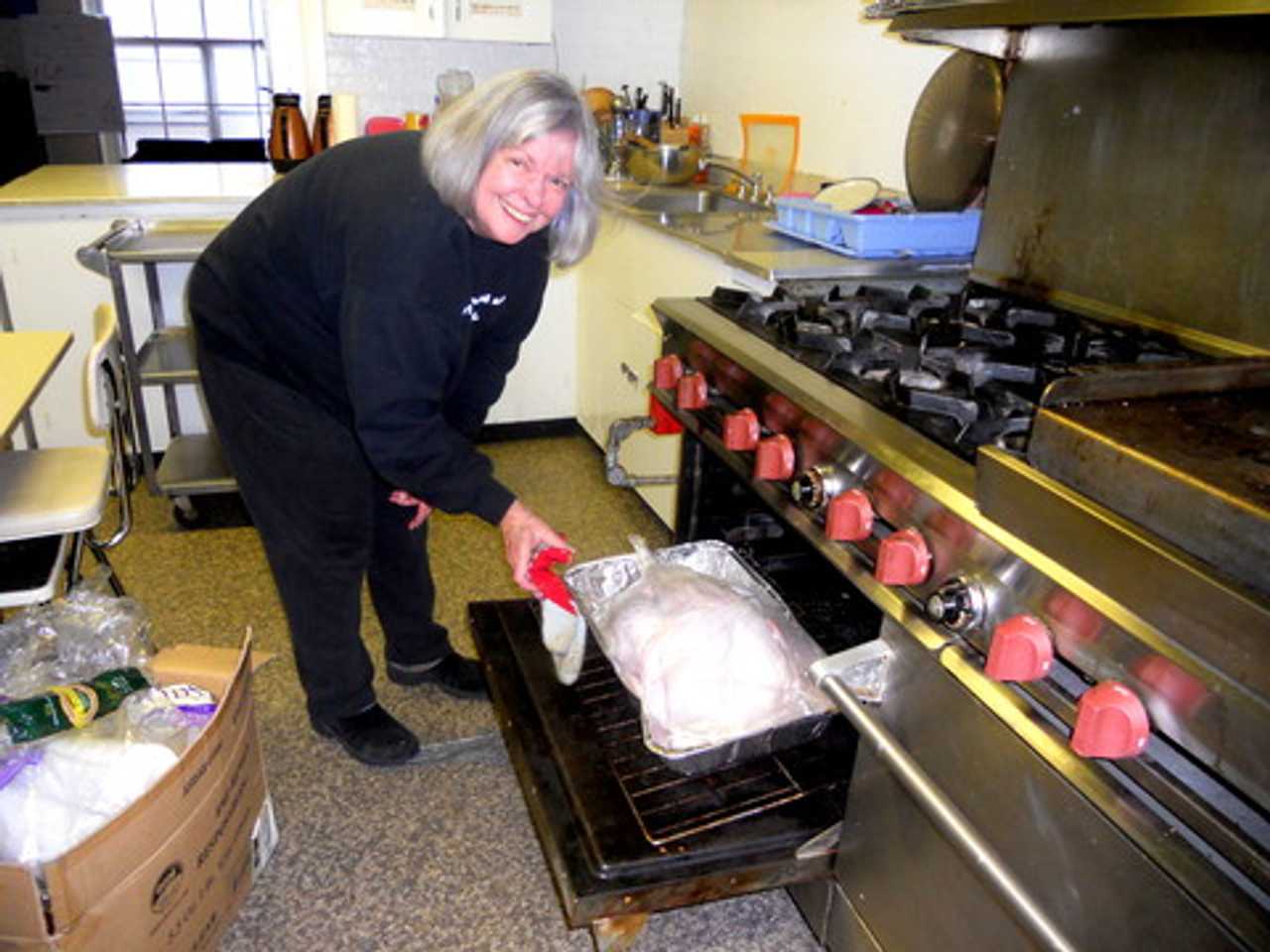 First Presbyterian Church secretary Sue Sincerbeaux was cooking a 20-pound turkey in November 2011 in preparation for Thanksgiving Day lunch.