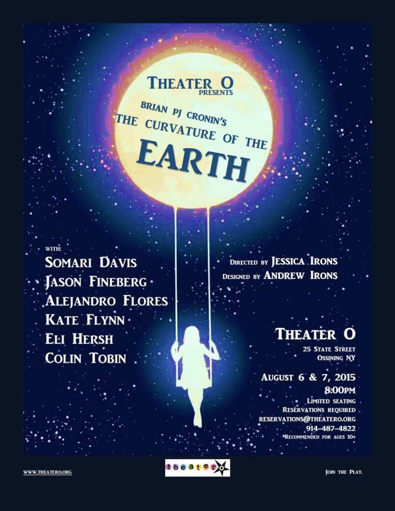 Theater O presents "Curvature of The Earth," starring Ossining teens. Aug. 6-7 at Theater O, 25 State St., Ossining.