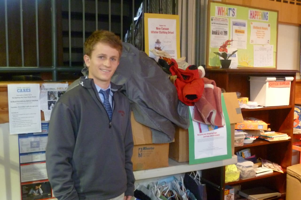 Reed Schultz, of New Canaan and a student at the Brunswick School, collected clothing and household goods during his second Thanks-For-Giving Clothing Drive. 