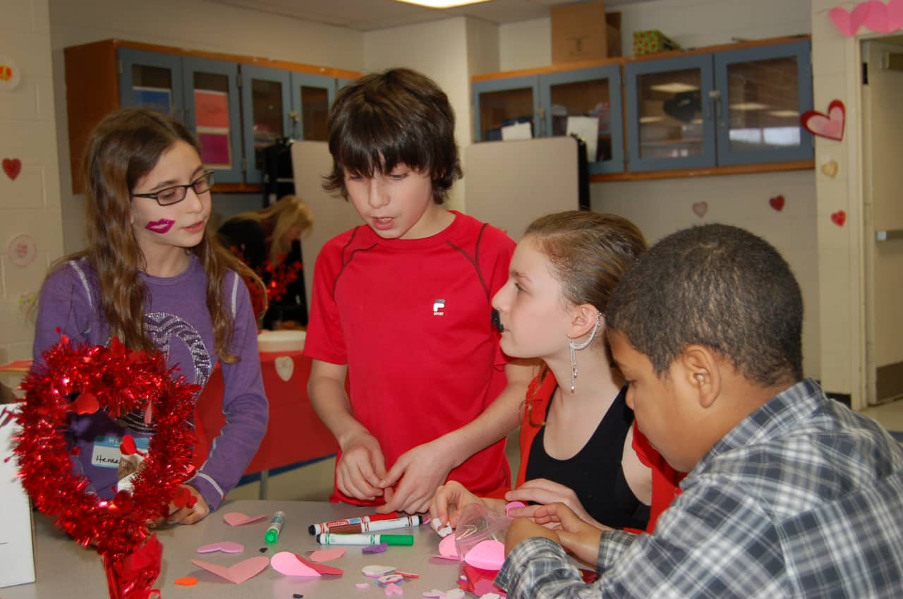 Students from H.C. Crittenden Middle School and the Greenburgh 11 School District made Valentines together Feb. 6.