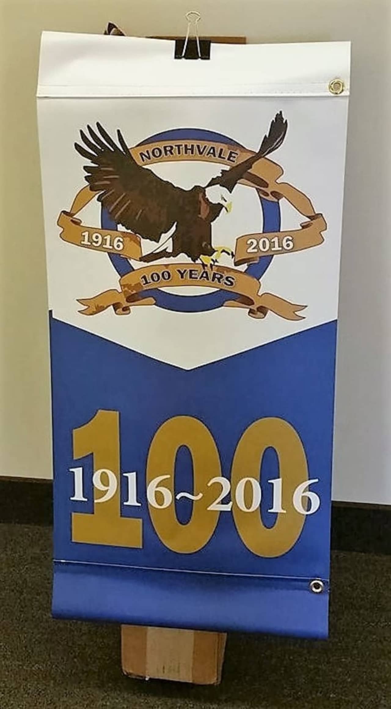 Street banners mark the centennial of Northvale, celebrated at various events all year.