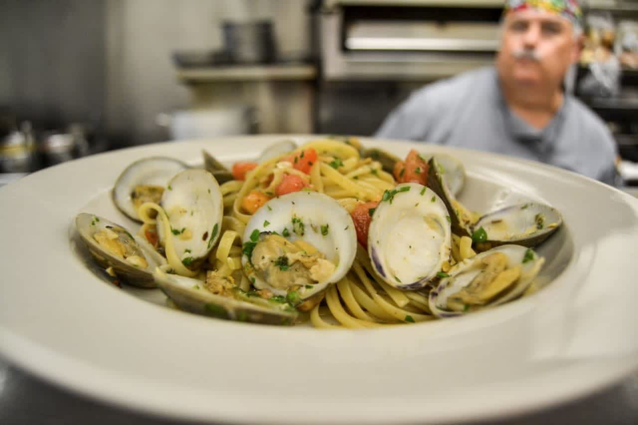 Linguine with White Clam Sauce from Lenox & Park Italian American Bistro (41 S. Park Ave in Rockville Centre).