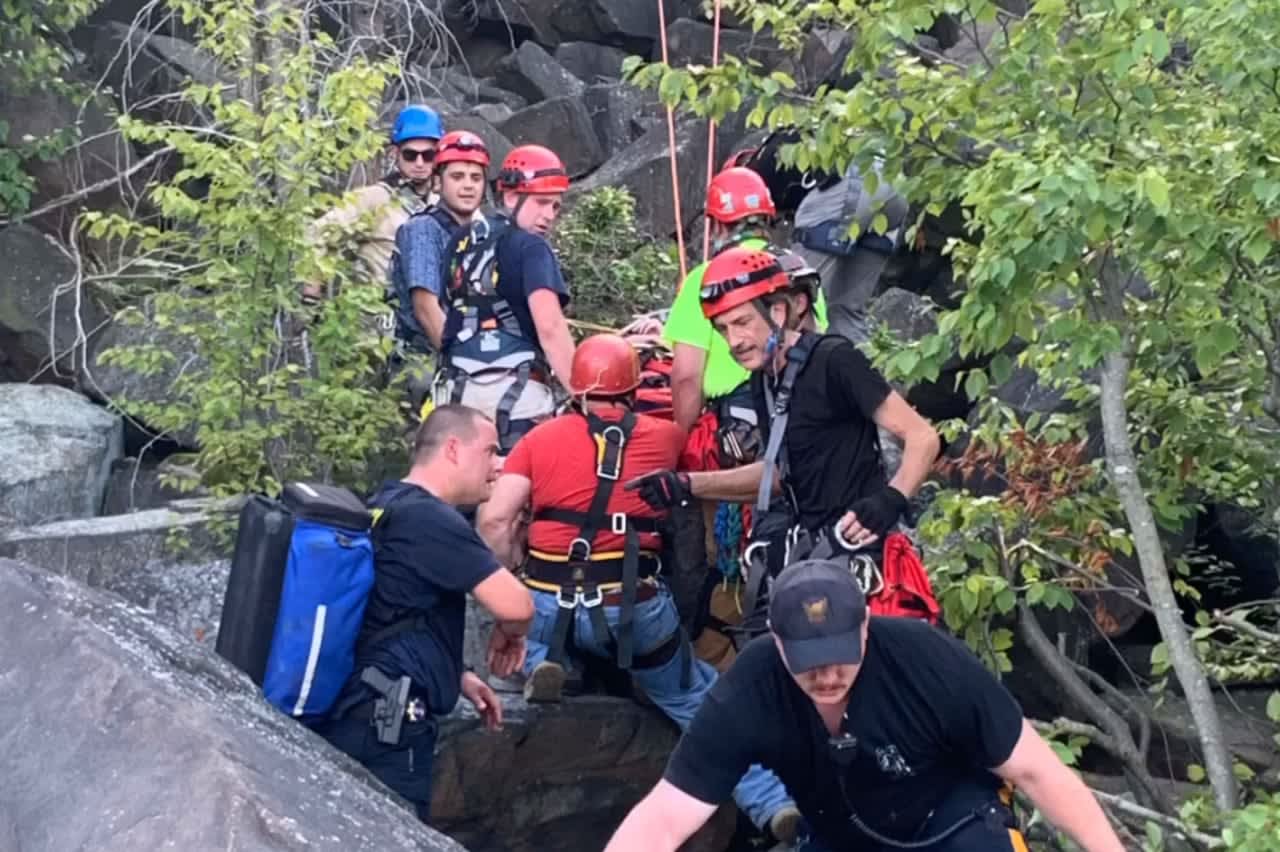One of Sunday's rescues on the Palisades and in the Hudson River.