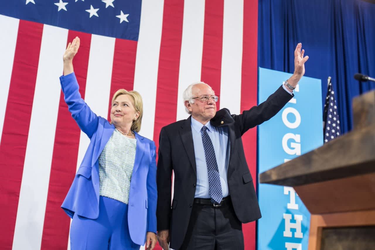 U.S. Sen. Bernie Sanders formally endorsed Hillary Clinton for president at a campaign event in New Hampshire Tuesday.
