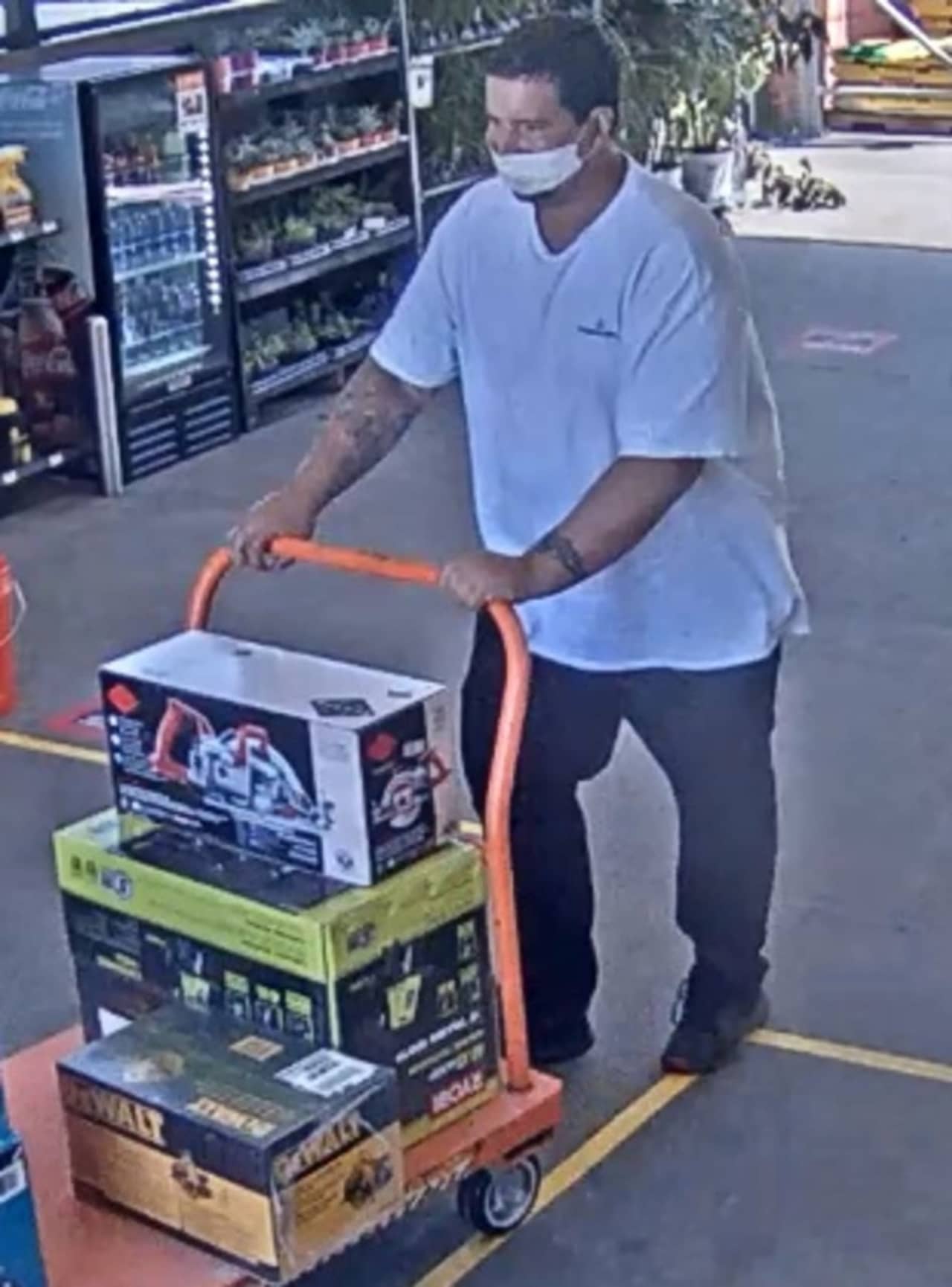 A man is wanted after allegedly stealing hundreds of dollars worth of merchandise from Home Depot in Shirley.