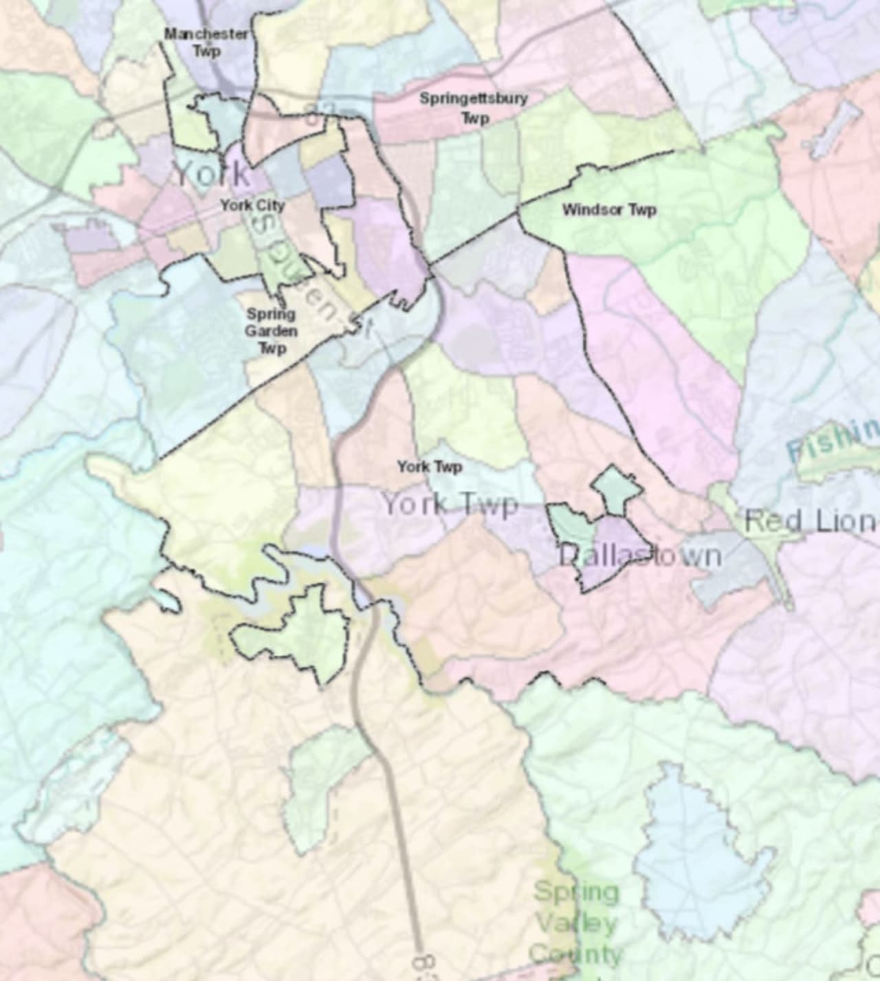 Map of York County voting precincts.