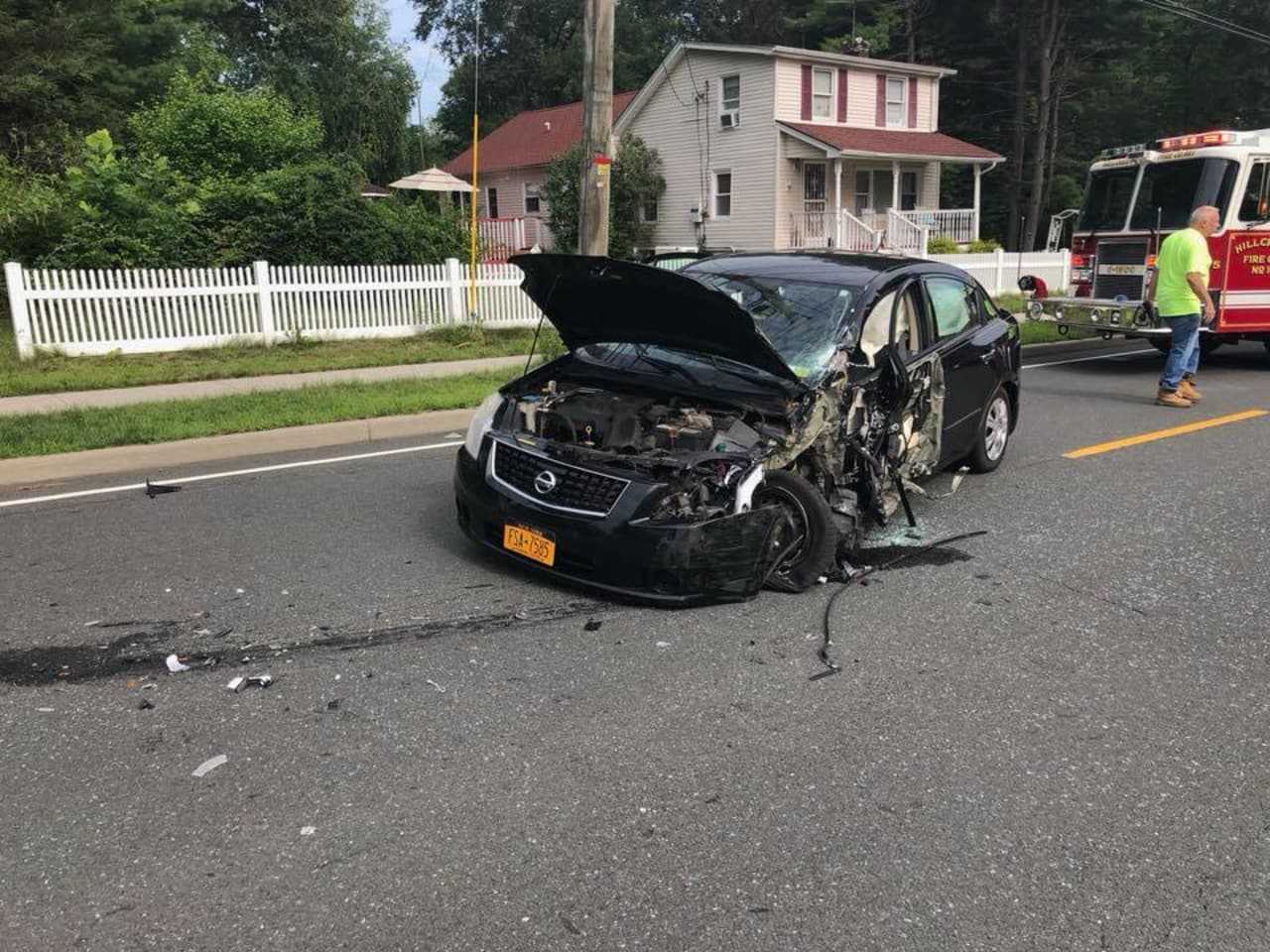 Two drivers received minor injuries when a car and school bus crashed.