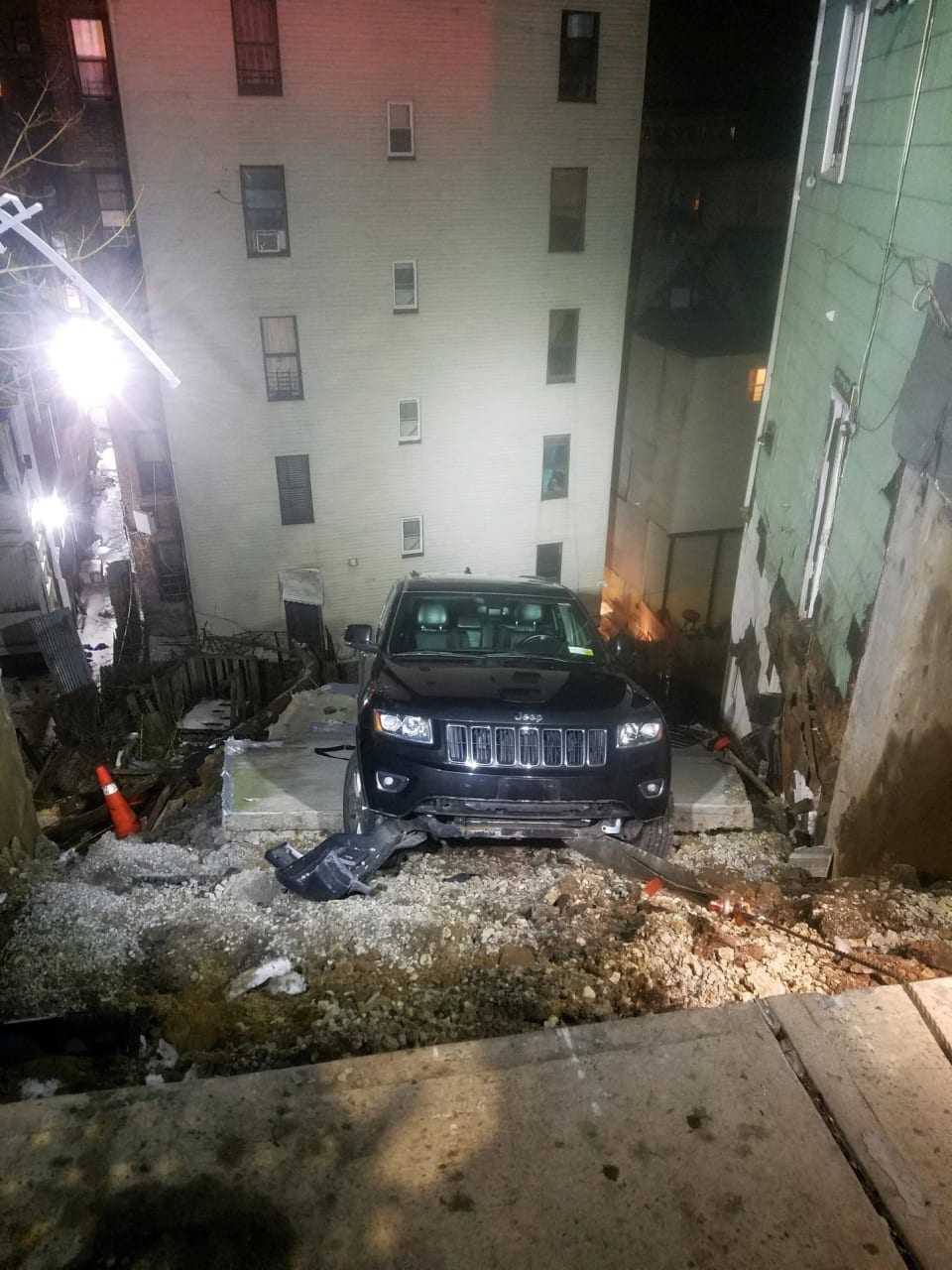 A retaining wall collapsed on Landscape Avenue into Bruce Avenue in Yonkers.