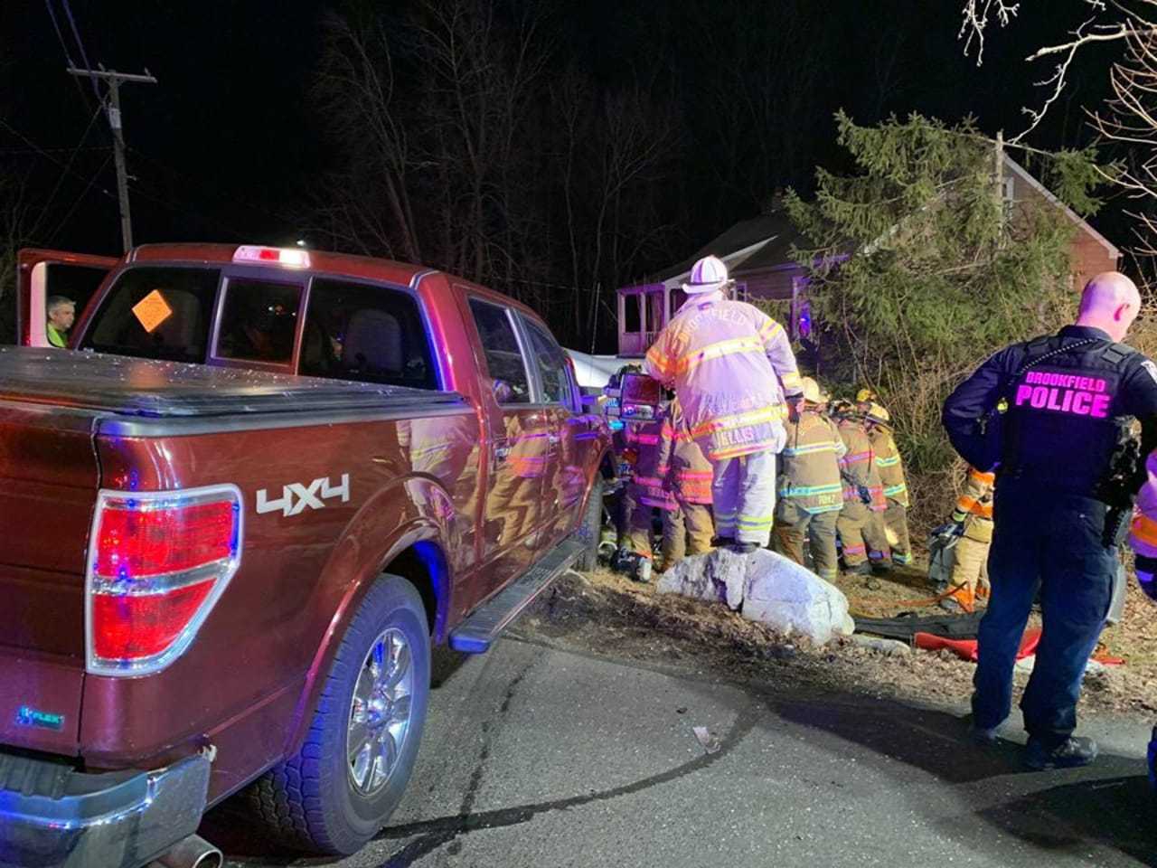 A pickup truck involved in the crash.