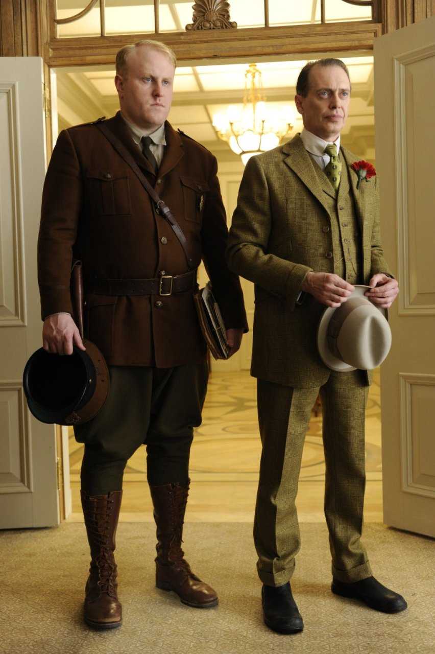 Actors Steve Buscemi and Adam Mucci in "Boardwalk Empire"