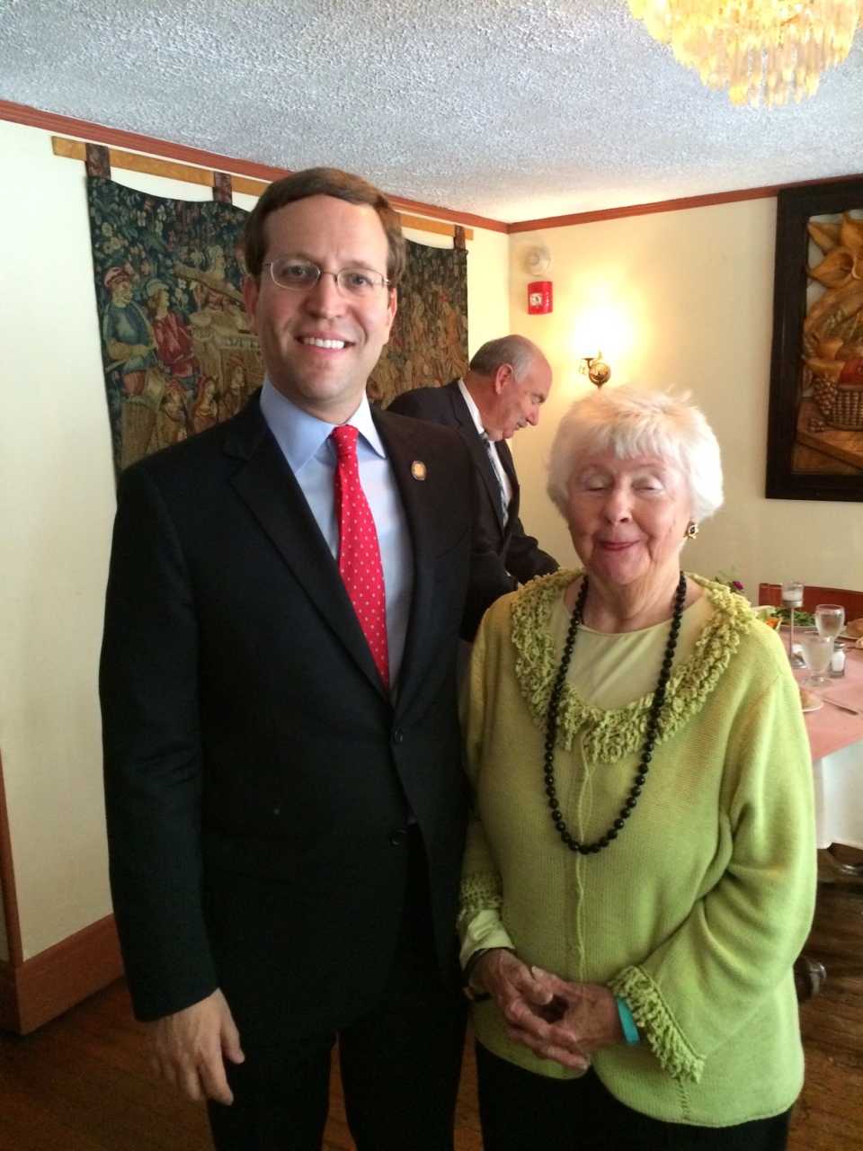 <p>State Assemblyman David Buchwald with LWVNEW President Susan Auslander.</p>