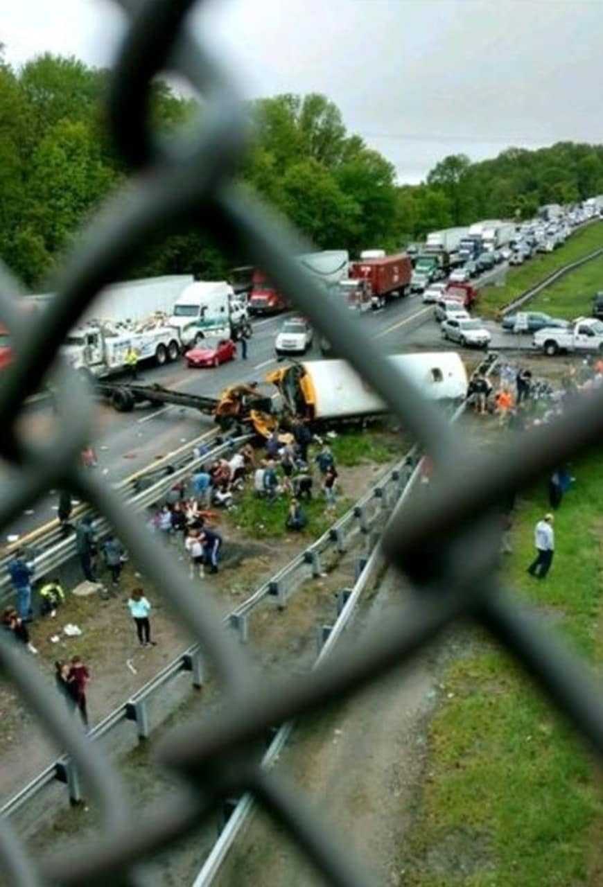 The impact knocked the bus off its chassis.