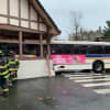 A bus slammed into an overhang at the Scarsdale MTA station.