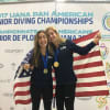 Greenwich YMCA Marlins Diver Caroline Sculti (L) and synchro partner Anne Fowler (R) wins gold at 2017 Junior Pan American Games in Victoria, British Columbia.