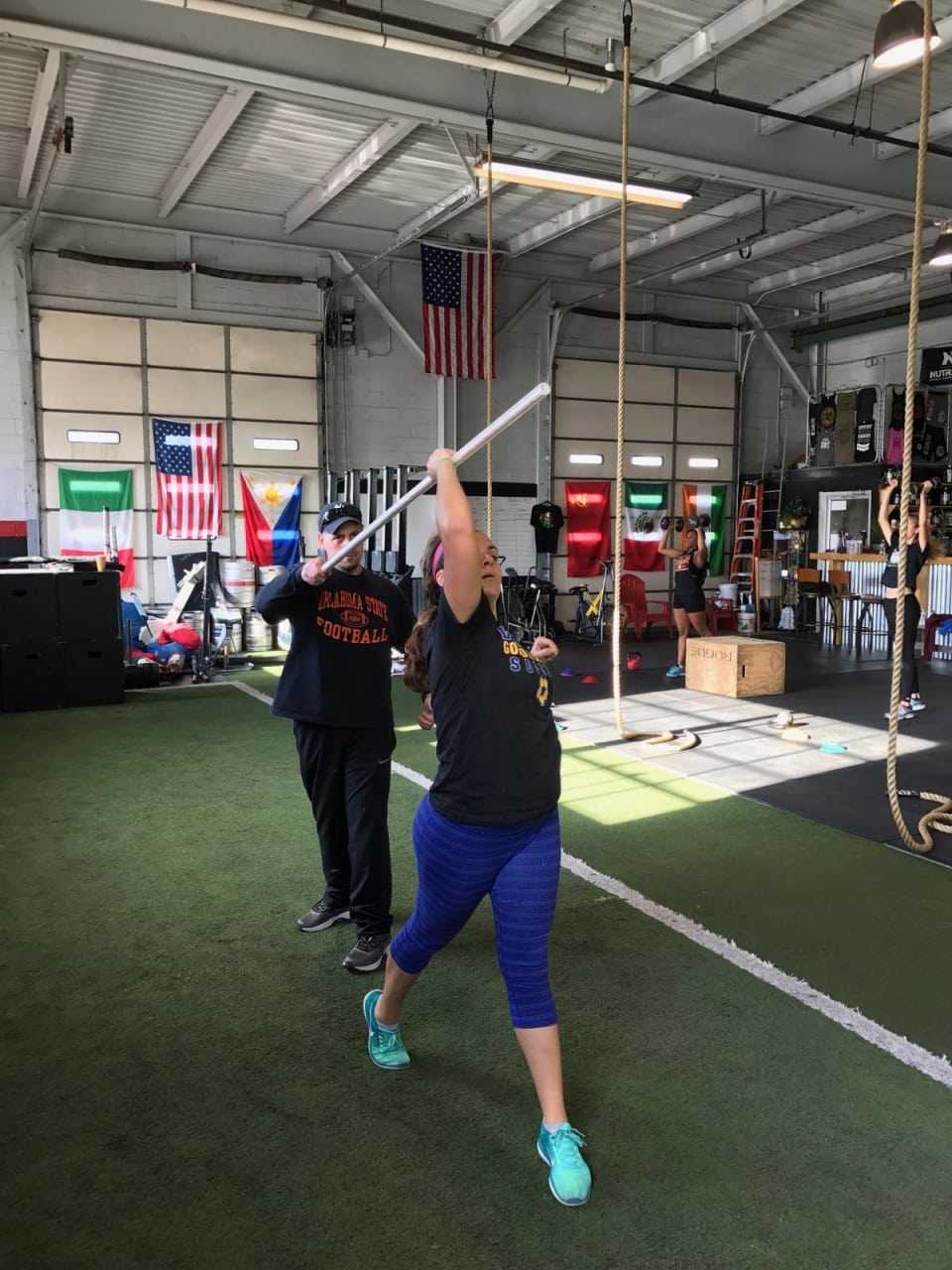 Caitlyn Blake, of Lyndhurst High School, works on her form for the javelin.